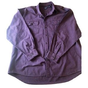 Gap Button Shirt Mens 2XL XXL  Plaid Collared Long Sleeve 100% Cotton